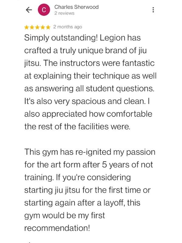Legion American Jiu Jitsu Member Testimonial4