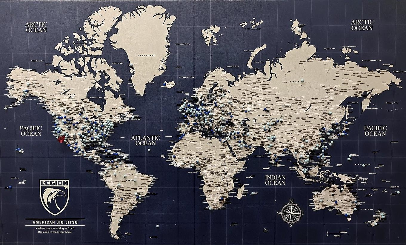 Legion visitor pin map showing where members and visitors traveled from around the world